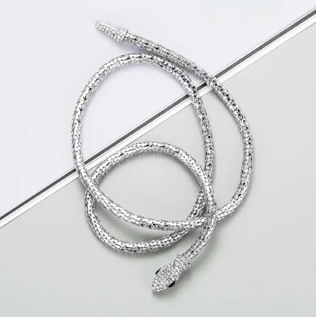 Serpent Necklace Choker Bracelet Belt Silver Toned (Multiway Jewelry)