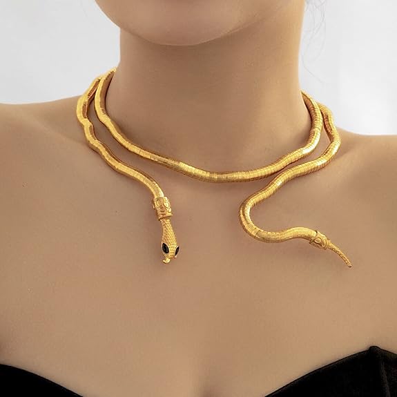 Gold Bendable Snake Choker Necklace for Women