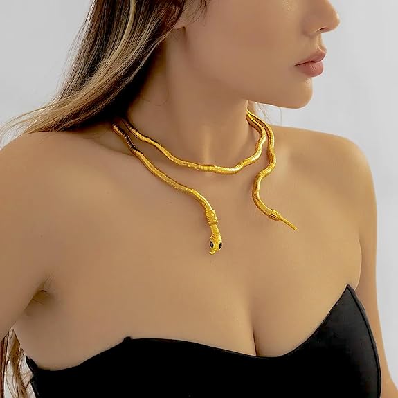 Gold Bendable Snake Choker Necklace for Women