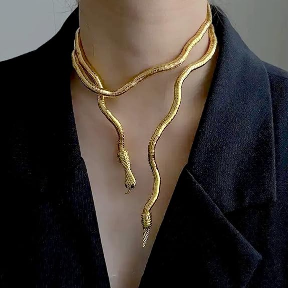 Gold Bendable Snake Choker Necklace for Women