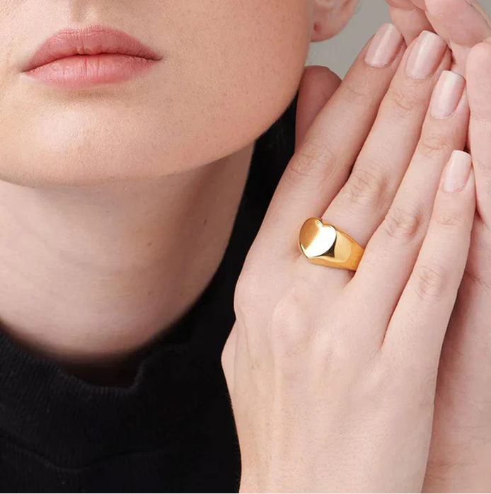 Chunky Heart Ring | 18K Stainless Steel Gold Plated Ring | Anti Tarnished