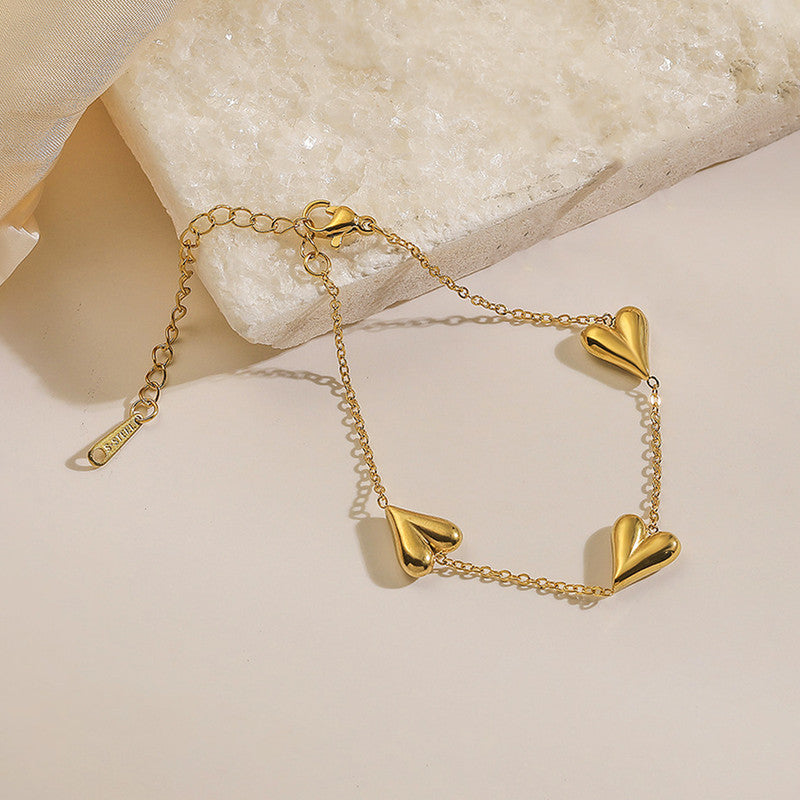 Gold-Plated Anti Tarnish Heart Themed Bracelet