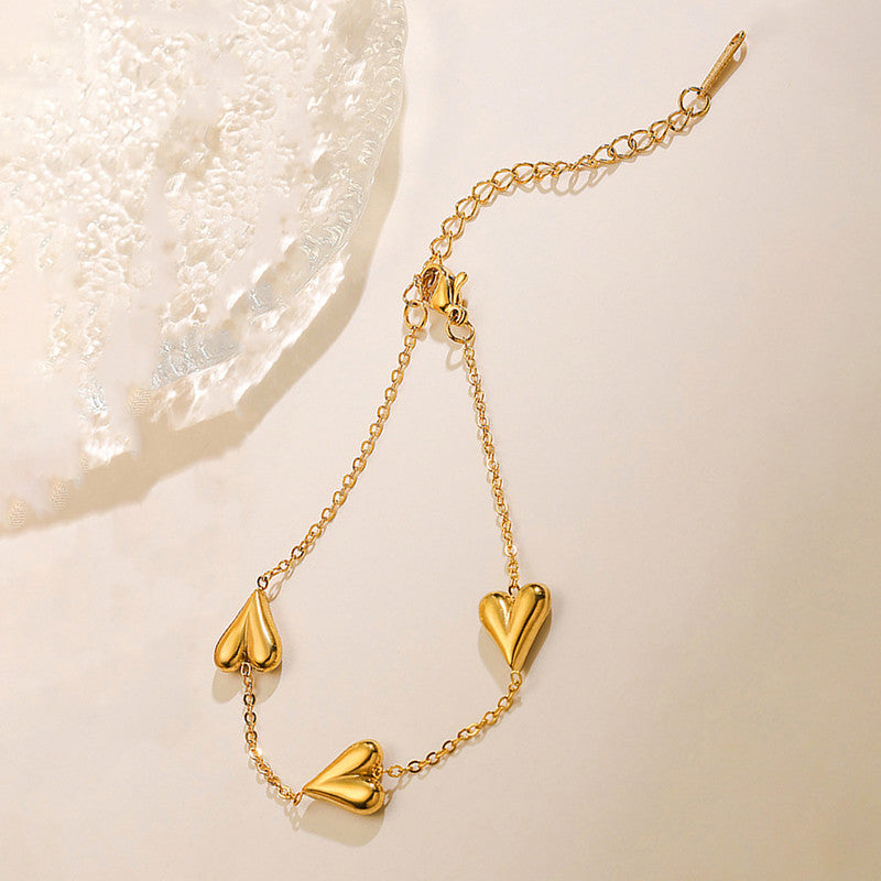 Gold-Plated Anti Tarnish Heart Themed Bracelet
