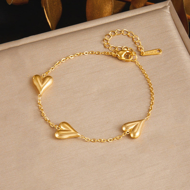 Gold-Plated Anti Tarnish Heart Themed Bracelet