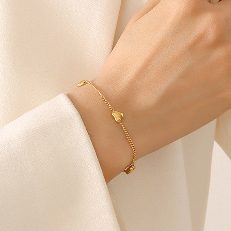 Gold Plated Stainless Steel Anti Tarnish Heart themed Wraparound Bracelet For Women
