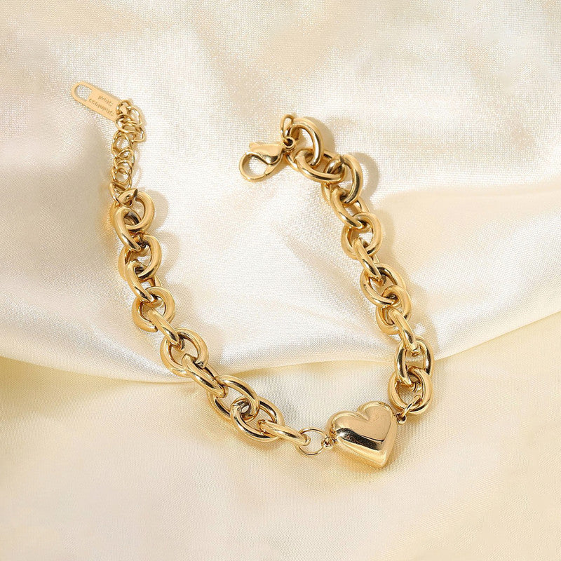 Gold Plated Anti Tarnish Stainless Steel Heart themed Wraparound Bracelet