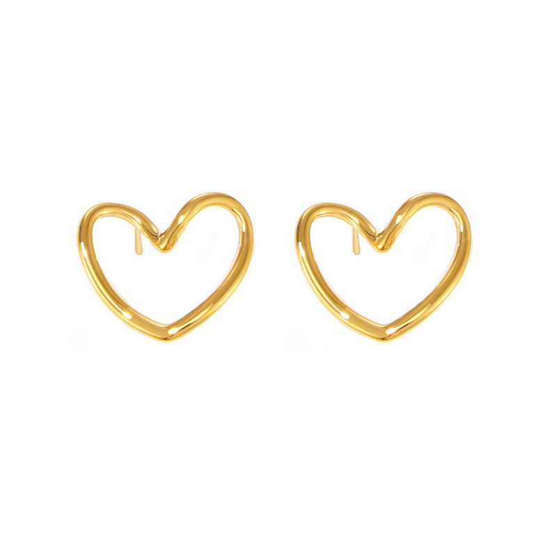 Gold Plated Heart Themed Stud Earrings