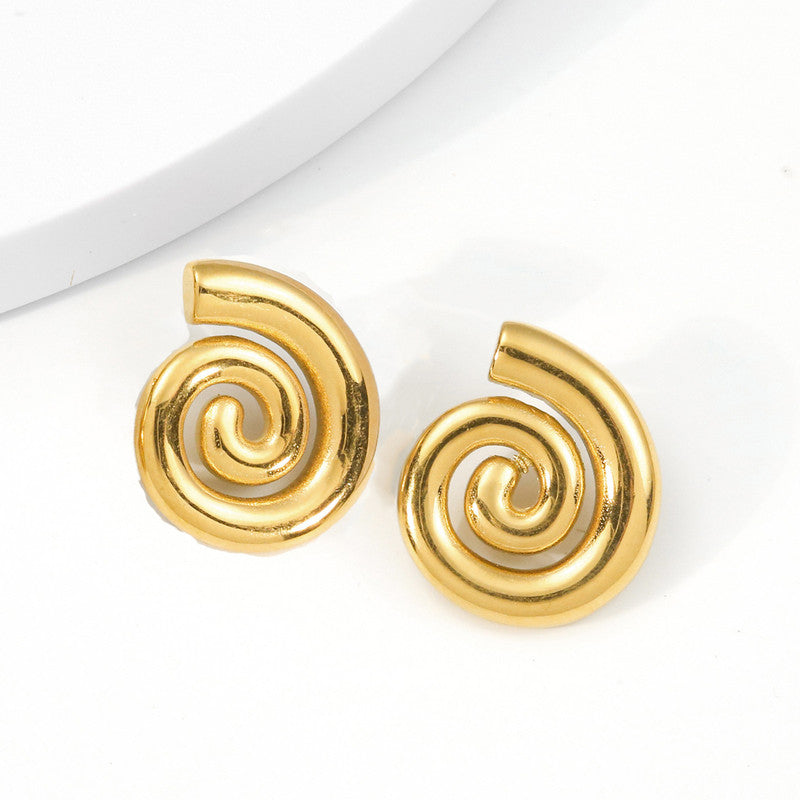 Gold Plated Spiral Chunky Earrings