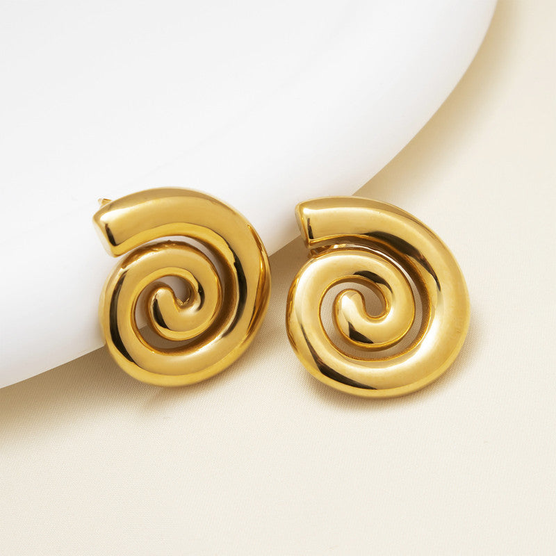 Gold Plated Spiral Chunky Earrings