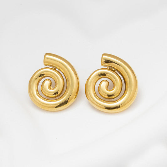 Gold Plated Spiral Chunky Earrings