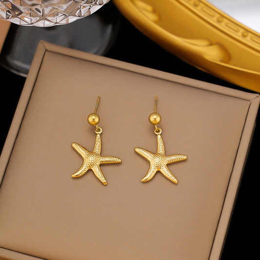 Gold Plated Star Themed Drop Earrings