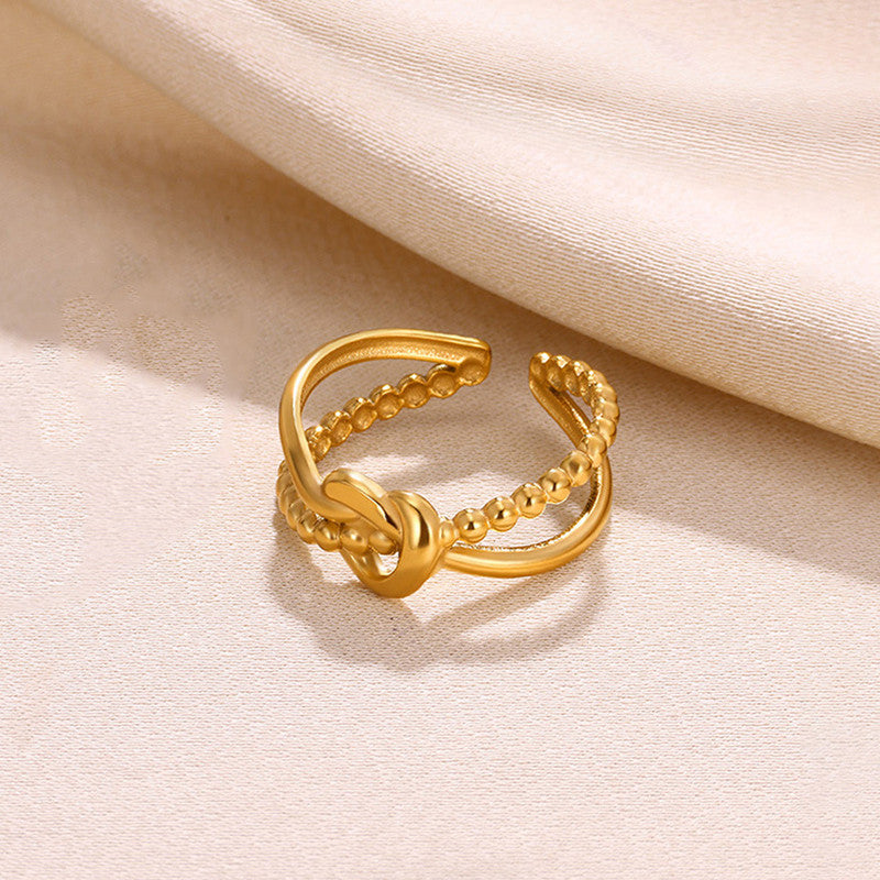Gold Plated Anti Tarnish Stainless Steel Contemporary Adjustable Finger Ring