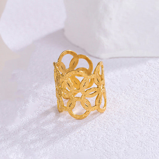 Gold Plated Anti Tarnish Stainless Steel Geometric Adjustable Finger Ring