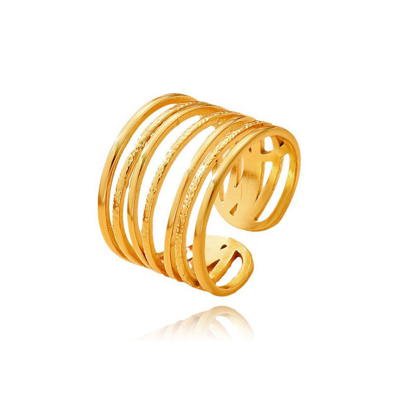 Gold Plated Anti Tarnish Stainless Steel Contemporary Adjustable Finger Ring