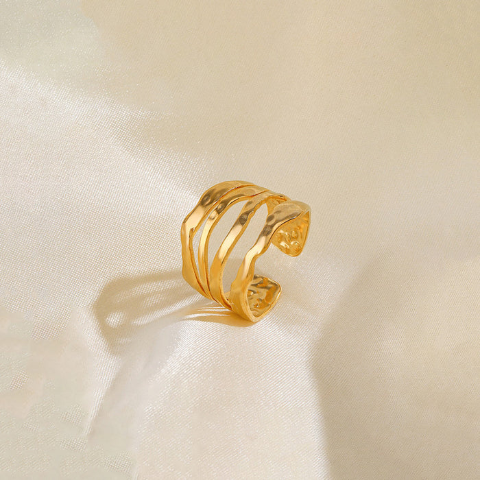 Gold Plated Anti Tarnish Stainless Steel Contemporary Adjustable Finger Ring