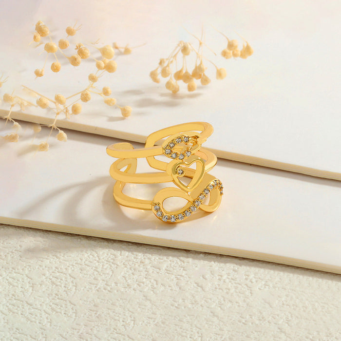 Gold Plated Anti Tarnish Stainless Steel Infinity Heart Themed Ring