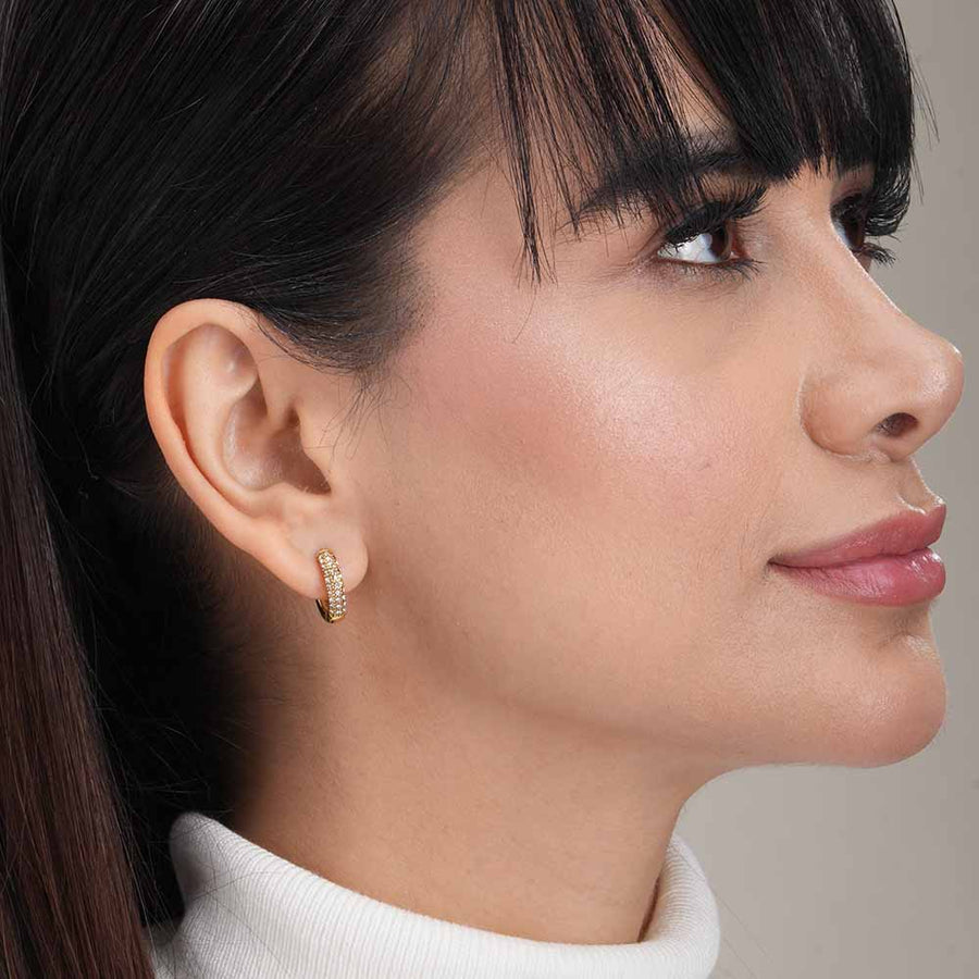 Rhinestone Hoops Earrings Anti Tarnish