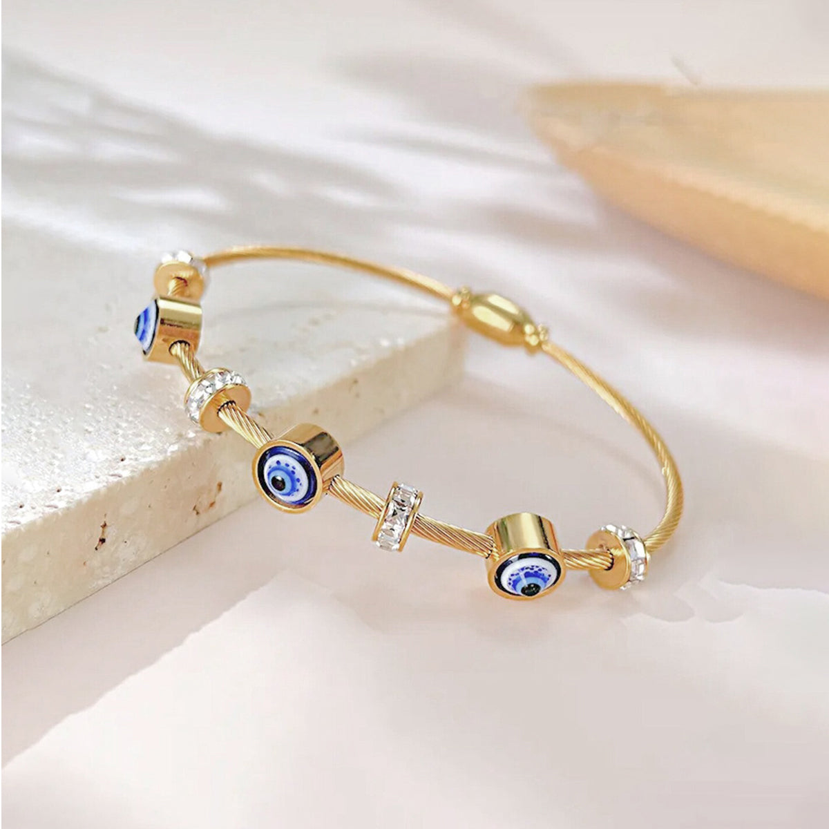 Stainless Steel Gold Plated Evil Eye Anti-Tarnish Bracelet For Women
