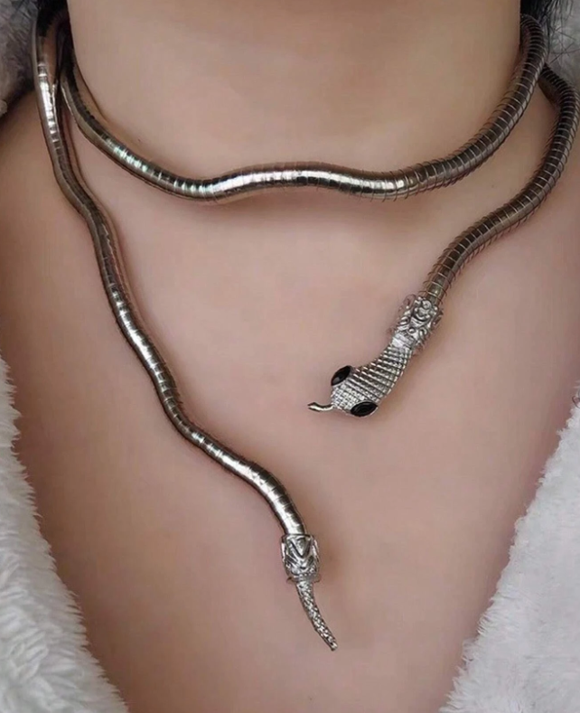 Bendable Snake Choker Necklace | Silver Toned