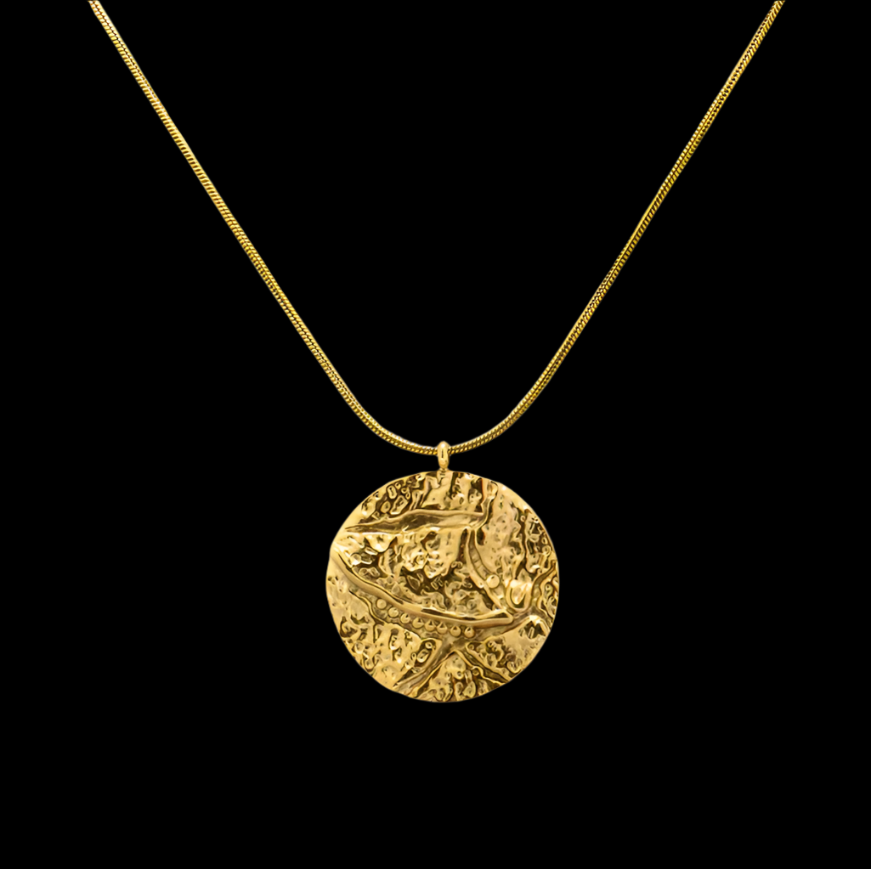 Hammered Imparied Chain Necklace Gold Plated, Waterproof and Anti-Tarnish