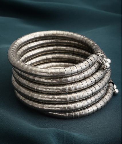 Silver-Plated Spring Coil Bangle