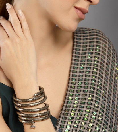 Silver-Plated Spring Coil Bangle