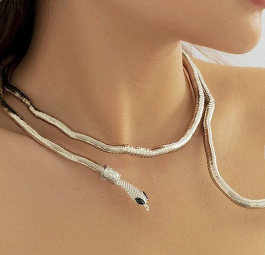 Bendable Snake Choker Necklace | Silver Toned