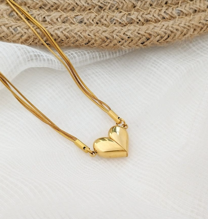 Korean Heart Necklace Chain | Multiway Anti Tarnished Jewelry